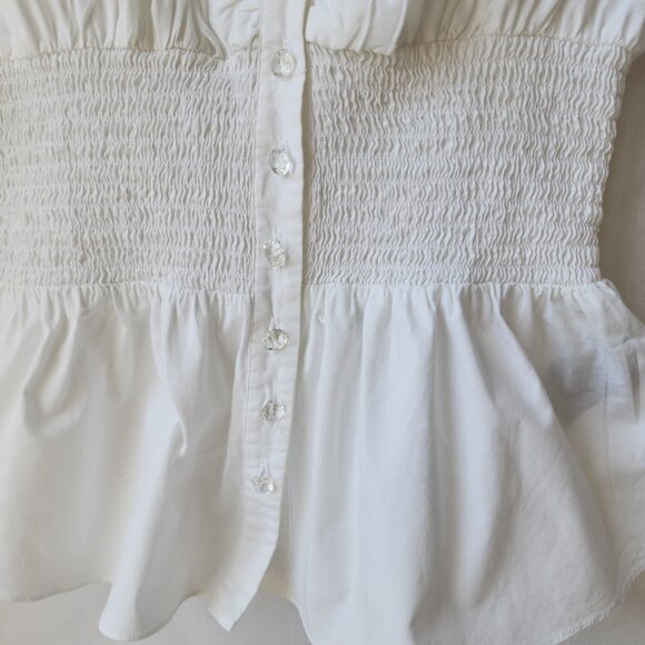 ✨Rampage Vintage White Ruffle Peplum Blouse Women's Size M Elegant Victorian Y2K - Picture 3 of 15